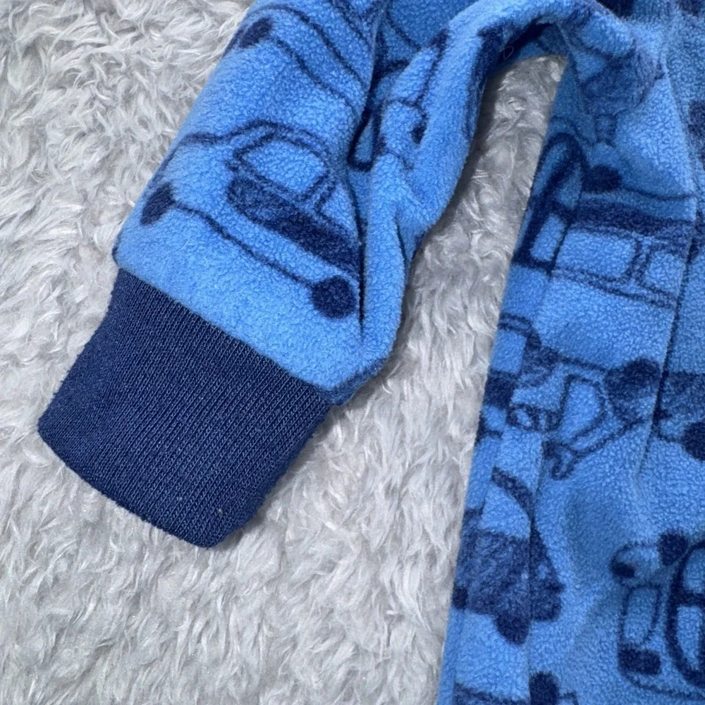 Carter's Blue Fleece Car Vehicle Footed Pajamas Full Zip 6 M